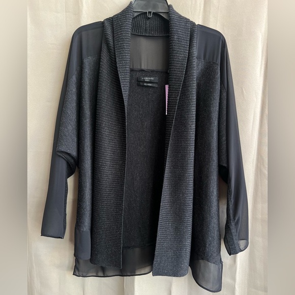 All Saints CardiganBlack Merino Wool Chiffon Sheer Open Front Knit Goth - Picture 1 of 5